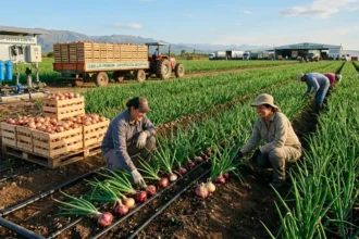 Producción de cebolla bajo riego agrícola tecnificado orientada a exportación en Argentina