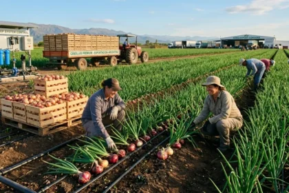 Producción de cebolla bajo riego agrícola tecnificado orientada a exportación en Argentina